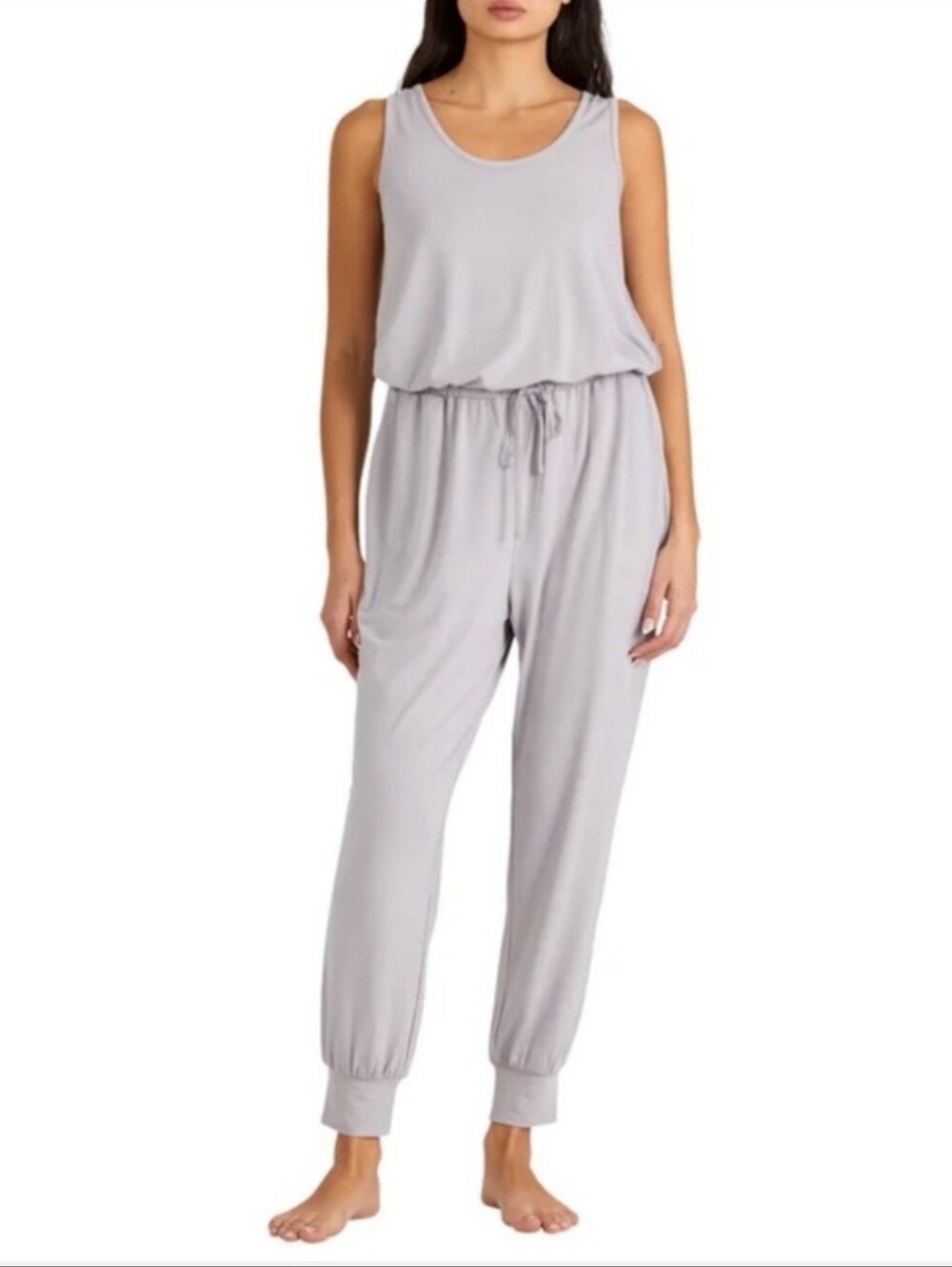 Natori Romper Womens Size Small Taupe Grey Sleeveless Lounge Jumpsuit Neutral
